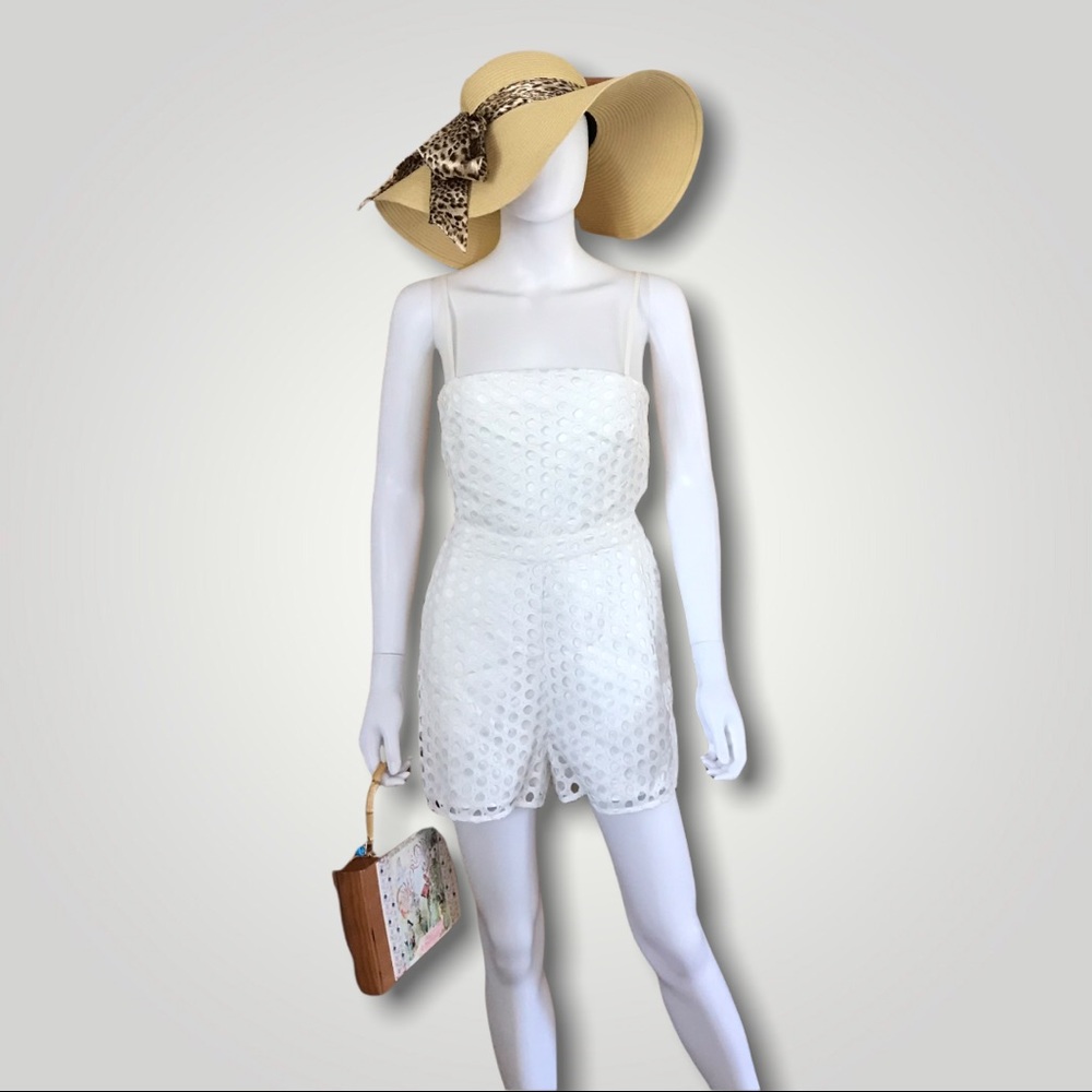 Line & Dot White Romper